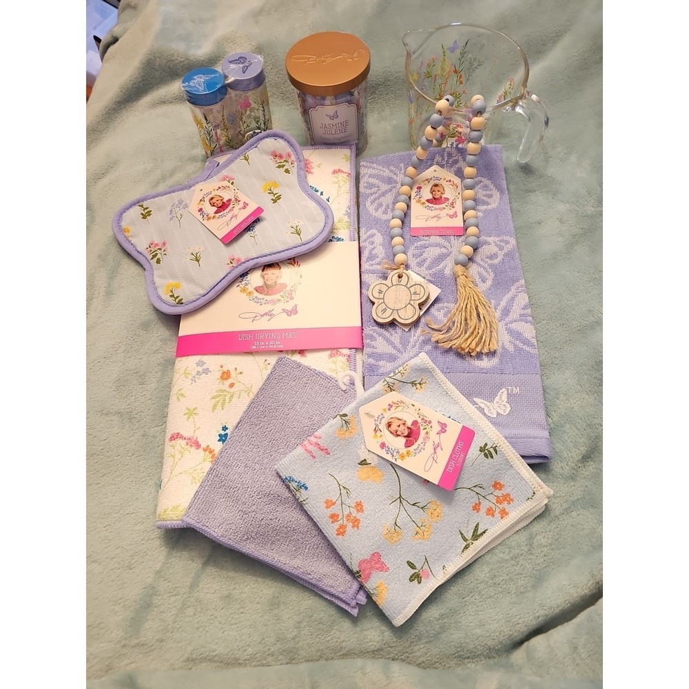 Dolly Parton 10pc Spring Collection Dish Towel & Cloths, Candle, S&P, & More